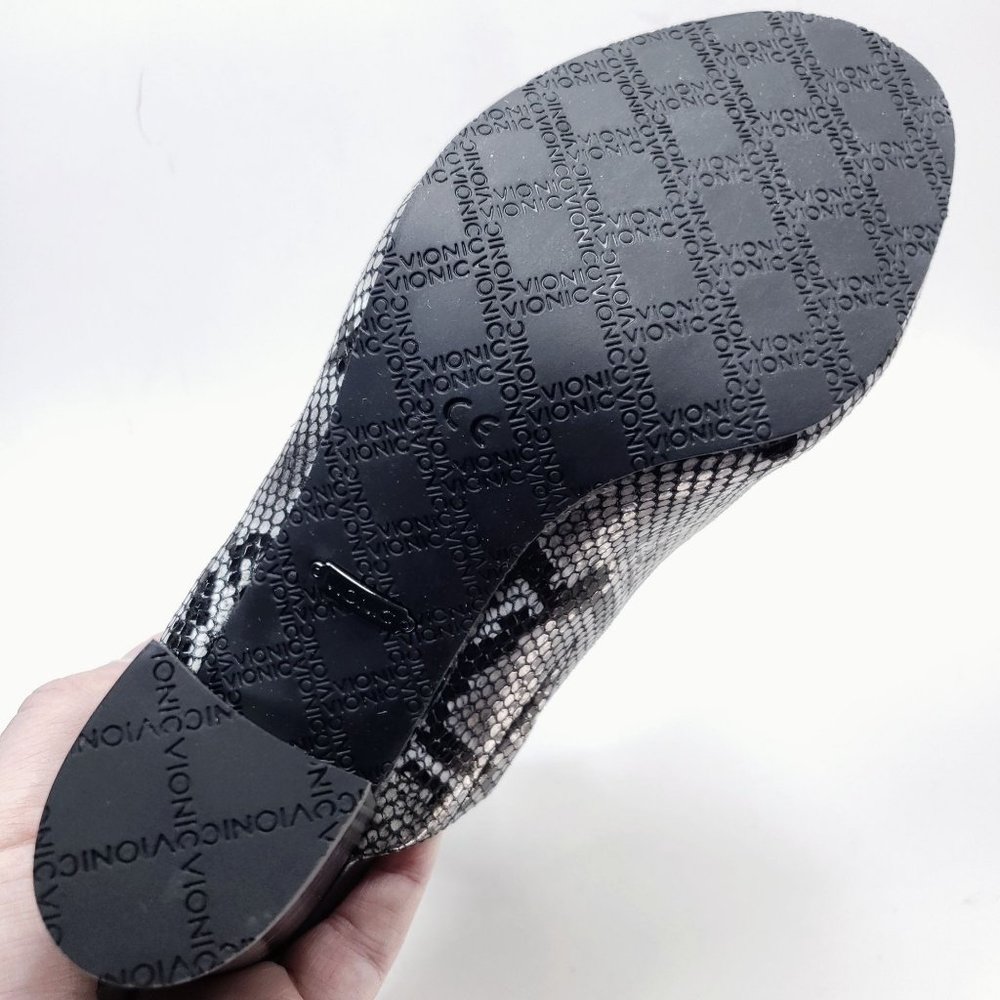 Nib Vionic Leather Snake Stacked Heel Peep Toe Sl… - image 7